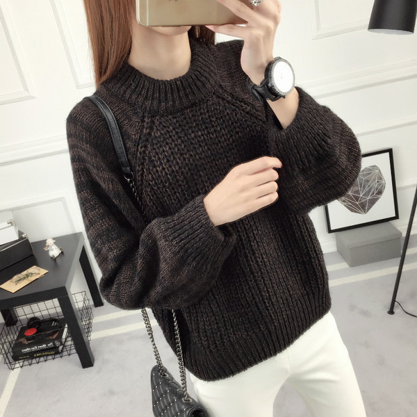 Топъл дамски пуловер с широк модел в четири цвята