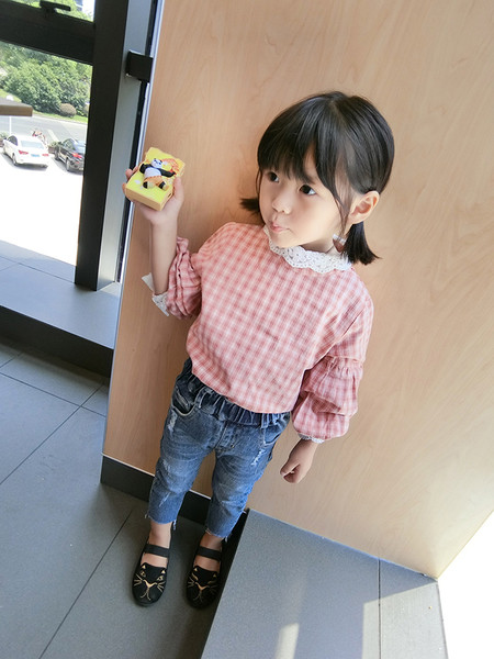 Детска карирана риза  за момичета в два цвята в широк модел