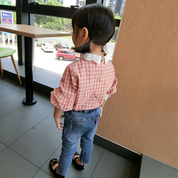 Детска карирана риза  за момичета в два цвята в широк модел