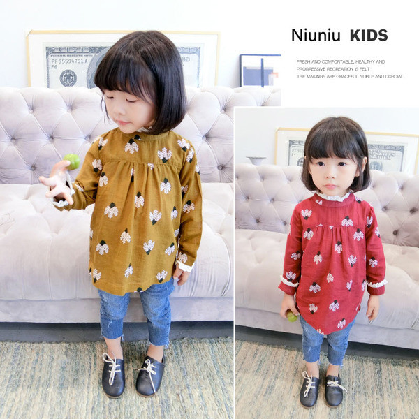 Παιδική μπλούζα για κορίτσια με κολάρο σε δύο χρώματα