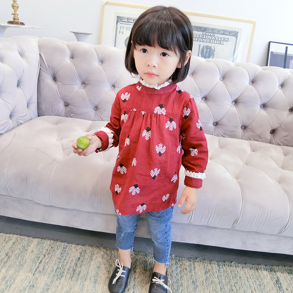 Παιδική μπλούζα για κορίτσια με κολάρο σε δύο χρώματα