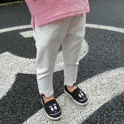 Ежедневен детски панталон за момичета в розов, бял и черен цвят