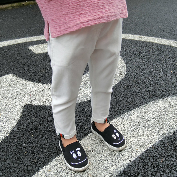 Ежедневен детски панталон за момичета в розов, бял и черен цвят