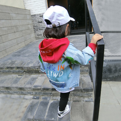 Τζιν για κορίτσια - μακρύ και με επιγραφές και κουκούλα