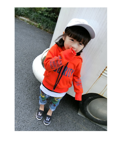 Φούτερ για κορίτσια και αγόρια με κουκούλα σε μαύρο, κόκκινο και κίτρινο