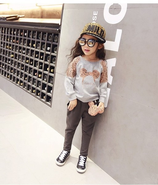 Αθλητικό-κομψό παιδικό σετ για κορίτσια - παντελόνι + μπλούζα