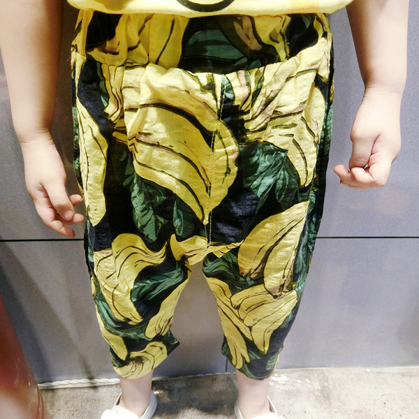 Тънък детски панталон за момчета с интересен десен, тип шалвар