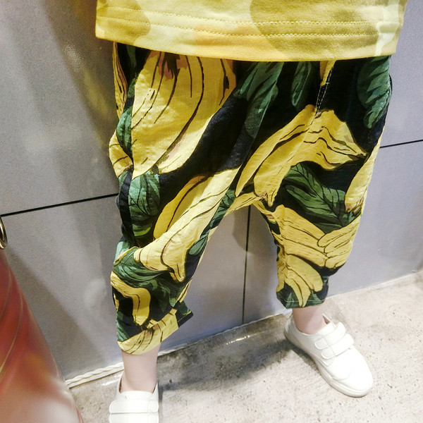 Тънък детски панталон за момчета с интересен десен, тип шалвар