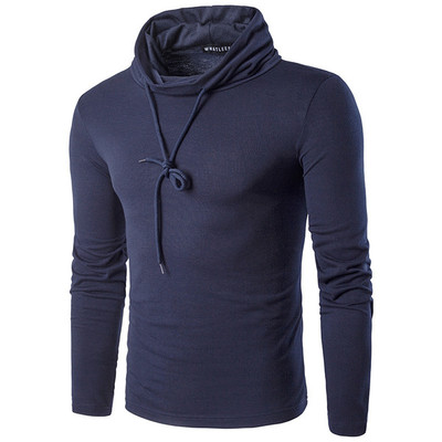 Мъжки суичър с дълъг ръкав и качулка с интересни връзки - 3 цвята