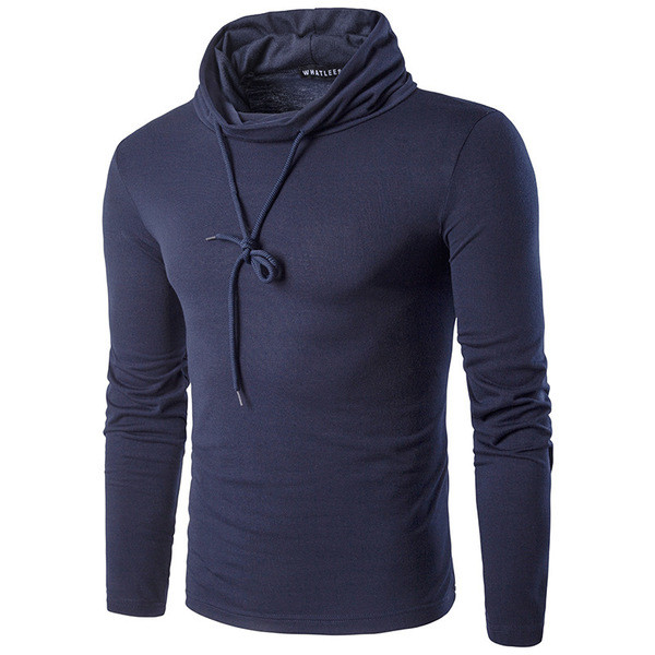 Мъжки суичър с дълъг ръкав и качулка с интересни връзки - 3 цвята