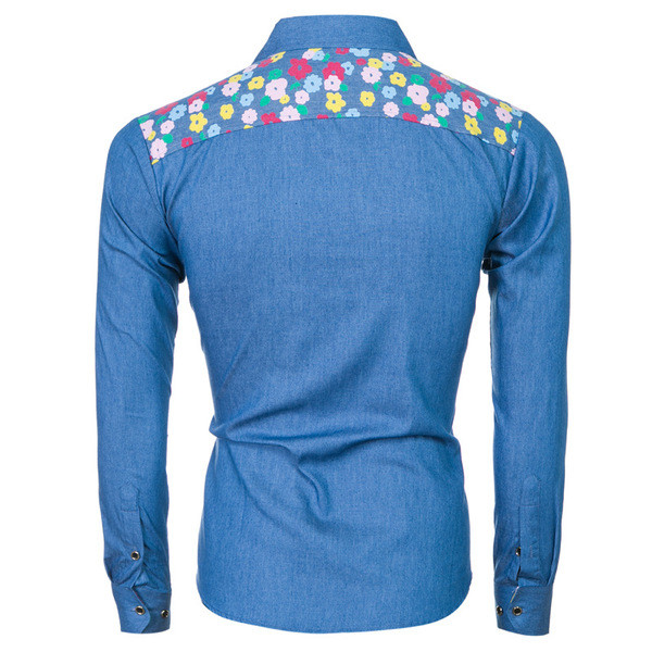 Ανδρικό, πολύ κομψό πουκάμισο με τσέπες με σχέδια - 2 χρώματα