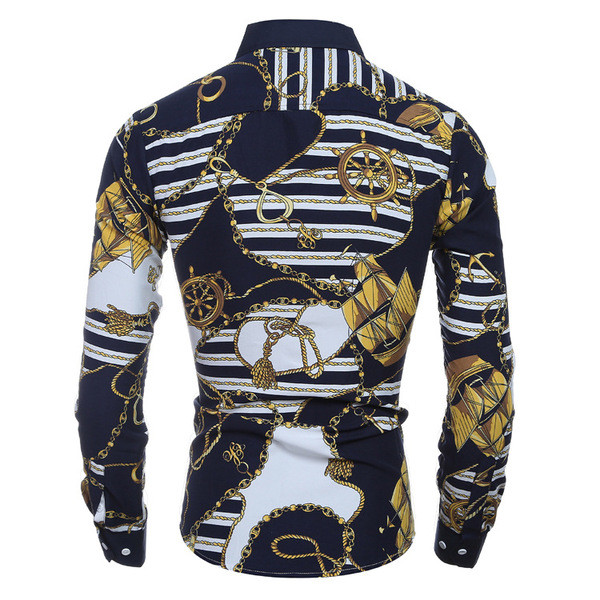 Много стилна шарена мъжка риза с дълъг ръкав