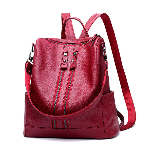 Κομψή  γυναικεία τσάντα ώμου από δέρμα με πολύ ενδιαφέρον φερμουάρ