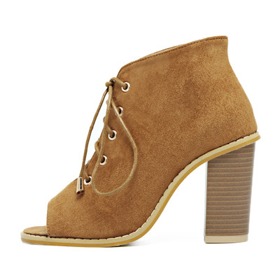 Дамски обувки на дебел ток с връзки в черен и зелен цвят