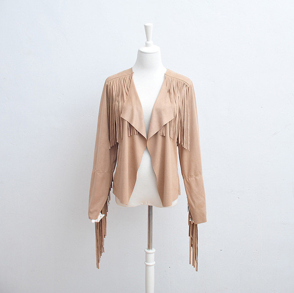 Много сладко дамско яке с ресни в черен и кафяв цвят