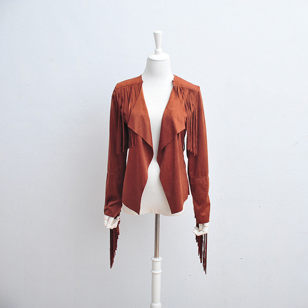 Много сладко дамско яке с ресни в черен и кафяв цвят