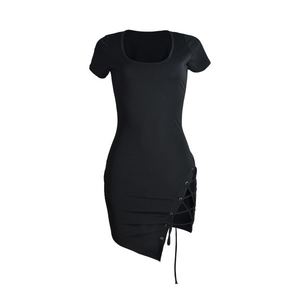 Μαύρο γυναικείο φόρεμα με κορδόνια  