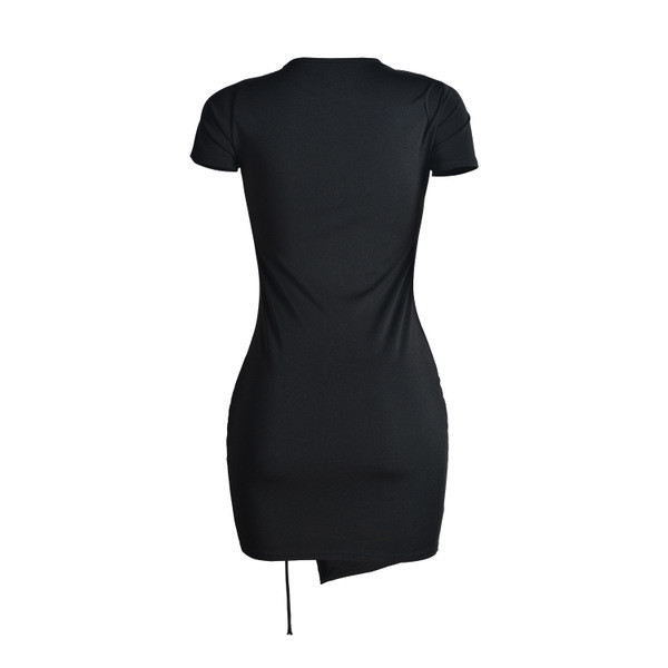 Μαύρο γυναικείο φόρεμα με κορδόνια  