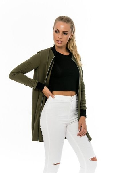 Μακρύ σπορ-κομψό γυναικείο μπουφάν σε τρία χρώματα