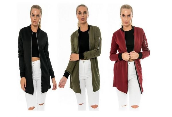 Μακρύ σπορ-κομψό γυναικείο μπουφάν σε τρία χρώματα