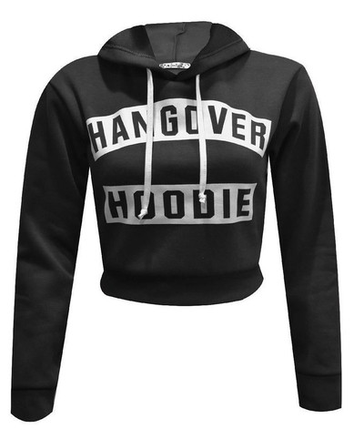 Спортен къс дамски суичър с надпис и качулка