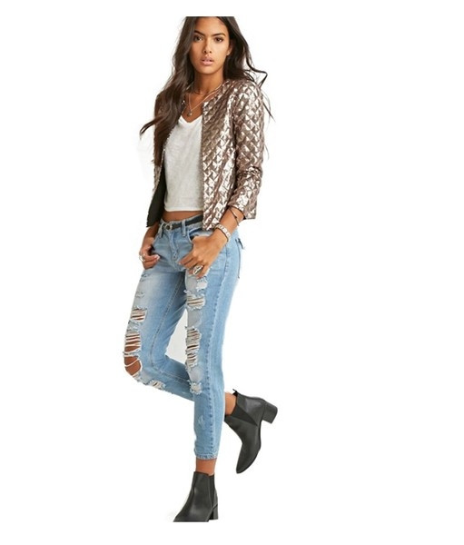 Модерно дамско яке в два цвята, подходящо за ежедневие