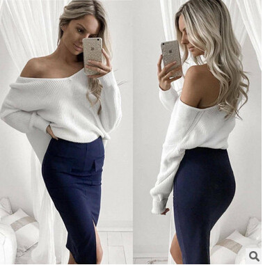 Нежен дамски пуловер в няколко цвята и в свободен стил