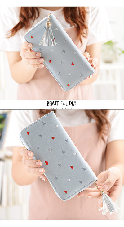 Дамски стилен портфейл с красиви сърчица