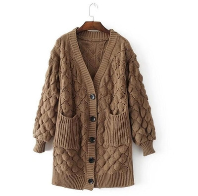 Όμορφή, ζεστή και πολύ κομψή γυναικεία ζακέτα με ενδιαφέρουσες γεωμετρικές μορφές - 6 χρώματα