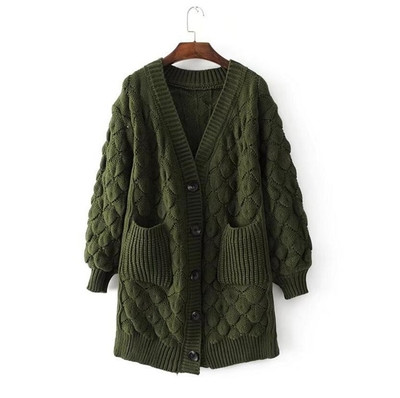 Όμορφή, ζεστή και πολύ κομψή γυναικεία ζακέτα με ενδιαφέρουσες γεωμετρικές μορφές - 6 χρώματα