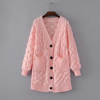 Όμορφή, ζεστή και πολύ κομψή γυναικεία ζακέτα με ενδιαφέρουσες γεωμετρικές μορφές - 6 χρώματα