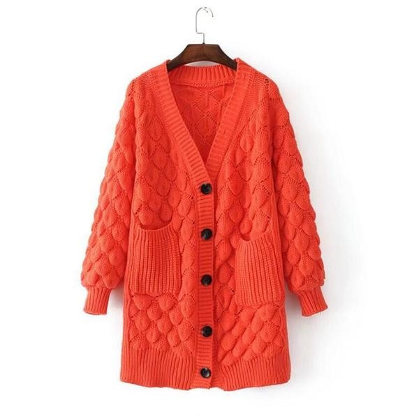 Όμορφή, ζεστή και πολύ κομψή γυναικεία ζακέτα με ενδιαφέρουσες γεωμετρικές μορφές - 6 χρώματα