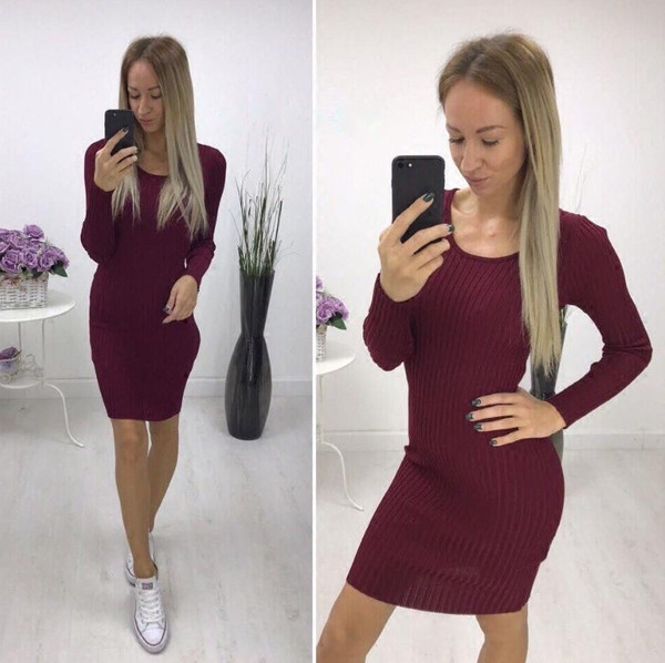 Γυναικείο φόρεμα με μακριά μανίκια - διάφορα χρώματα