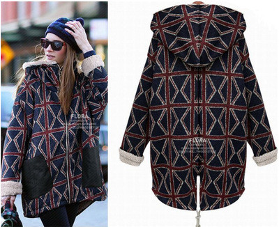 Πολύ ζεστό γυναικείο γιλέκο τύπου πάρκου με έγχρωμες γεωμετρικές μορφές