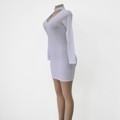 Καθημερινή κυρία φόρεμα κατάλληλη για κάθε περίσταση με μακριά μανίκια και V-neckline