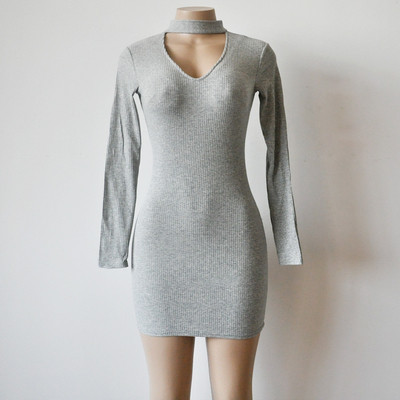 Καθημερινή κυρία φόρεμα κατάλληλη για κάθε περίσταση με μακριά μανίκια και V-neckline