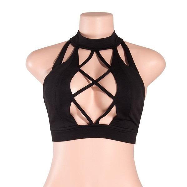 Σέξυ γυναικείο τοπ σε λευκό και μαύρο με κομμένα λαιμόκοψη