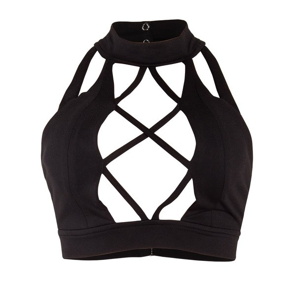 Σέξυ γυναικείο τοπ σε λευκό και μαύρο με κομμένα λαιμόκοψη