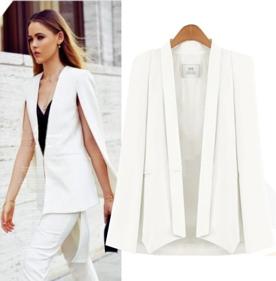 Стилен дамски блейзър в бял, черен и розов цвят