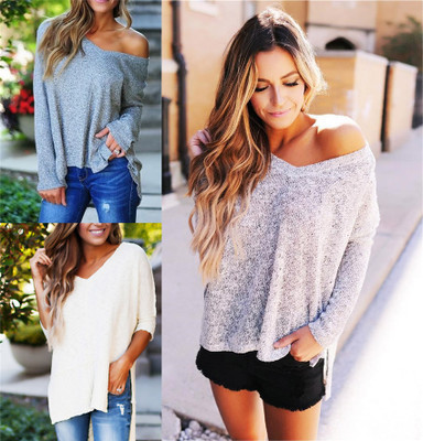 Γυναικείο πουλόβερ με μακρύ μανίκι και γυμνό ώμο