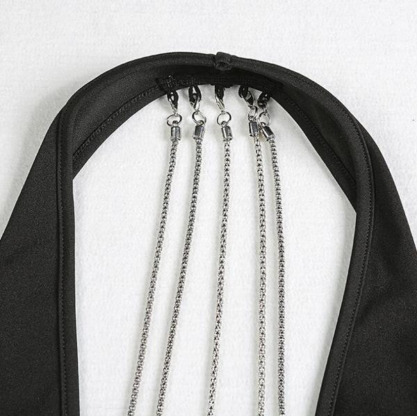 Γυναικείο μπόντι με μεταλλικούς ιμάντες πίσω από στην πλάτη