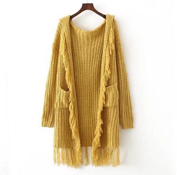 Μακριά γυναικεία ζακέτα με τσέπες