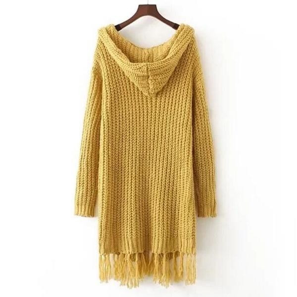 Μακριά γυναικεία ζακέτα με τσέπες