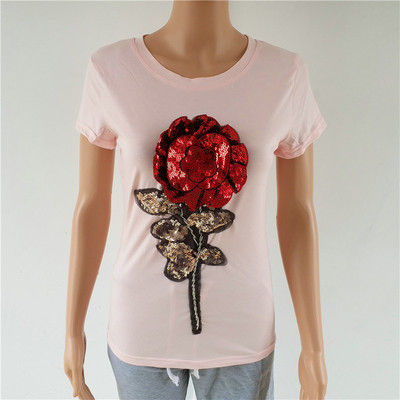 Γυναικείο -shirt σε πολλά χρώματα με κέντημα και πούλιες