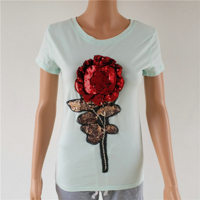 Γυναικείο -shirt σε πολλά χρώματα με κέντημα και πούλιες