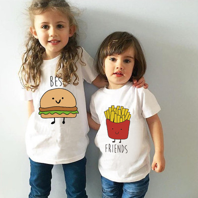 Детска тениска за момчета и момичета в бял цвят с интересни изображения