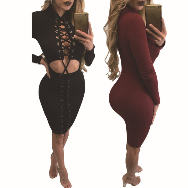 Κομψό γυναικείο φόρεμα με μακριά μανίκια και δύο χρώματα