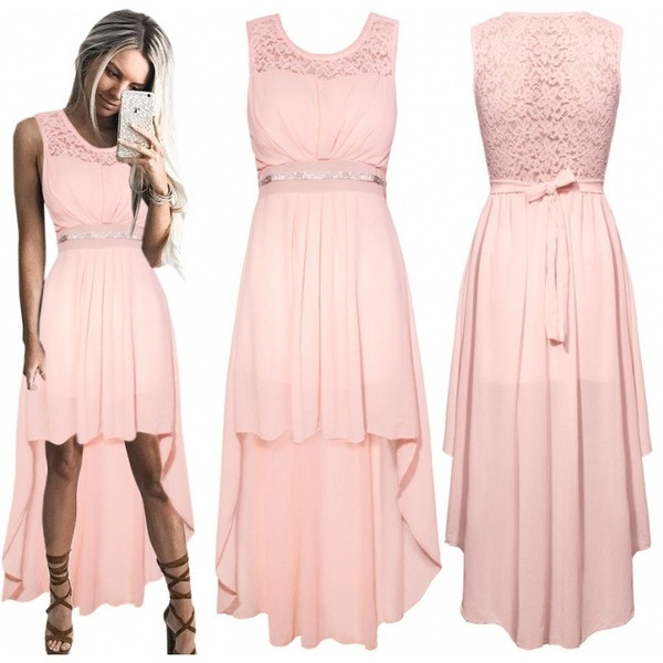 Πολύ μοντέρνο και μοντέρνο φόρεμα κυρίες με δαντέλα στην κορυφή σε μαύρο και μωρό ροζ χρώμα