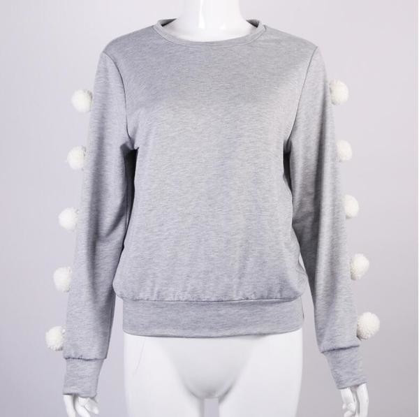 Awesome κυρίες καθημερινή πουλόβερ με κολάρο σε σχήμα O και πολύ όμορφα φτερά κατά μήκος των μανικιών