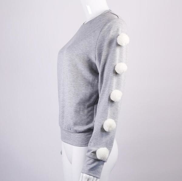 Awesome κυρίες καθημερινή πουλόβερ με κολάρο σε σχήμα O και πολύ όμορφα φτερά κατά μήκος των μανικιών